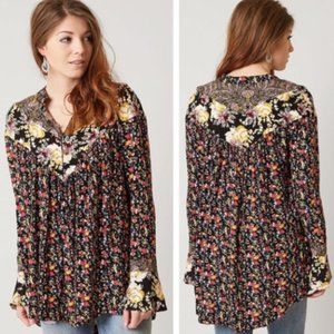 Free People Wildflower Floral Bell Sleeve Tunic